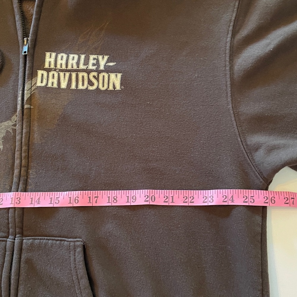 Harley-Davidson Motorcycles Men’s XLL Dark Brown Zip-Up Draw string Hoodie 2009 - Picture 5 of 16
